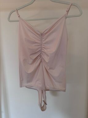 Light Pink Ruched Bodysuit with Adjustable Straps